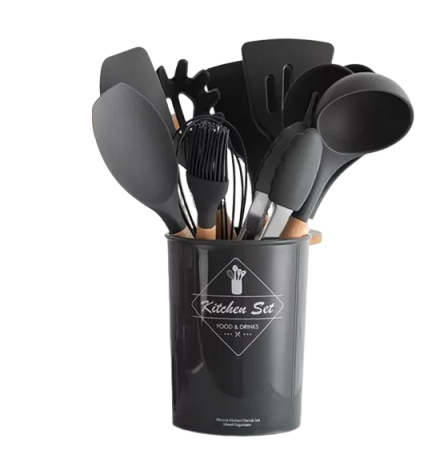 Kit Cozinha Elegante™ | 12 Utensílios de Silicone Antiaderente 🔥