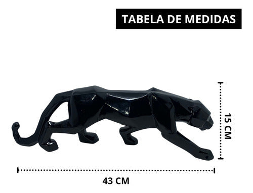 Pantera Negra Estatua Decoraçao Leopardo Escultura Premium